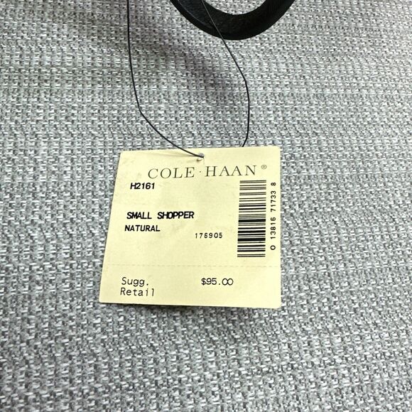 Boho Cole Haan Woven Straw Tote Purse Wooden Beads Beach Vacation Artistic New - Picture 3 of 11